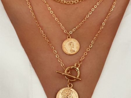 18K Gold-Plated Coin Pendant Necklace Set Online Hot Sale