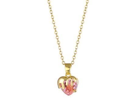 Pink Crystal & 18K Gold-Plated Heart Pendant Necklace Online now