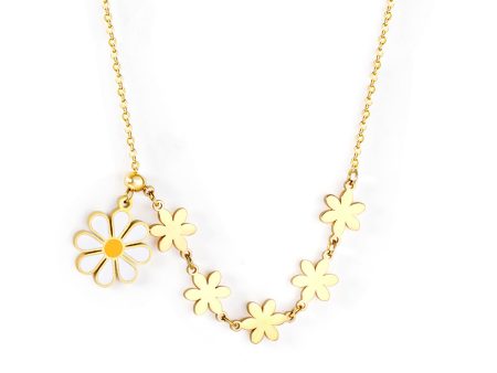 Yellow Enamel & 18K Gold-Plated Linked Flower Pendant Necklace Online now