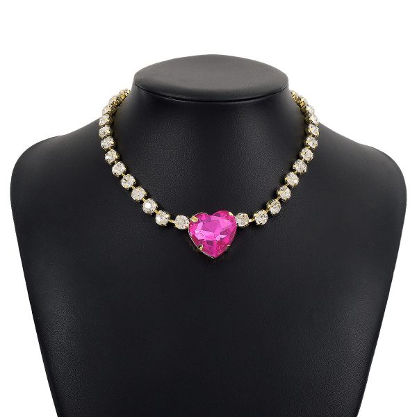 Rose Crystal & Cubic Zirconia Heart Pendant Necklace Sale