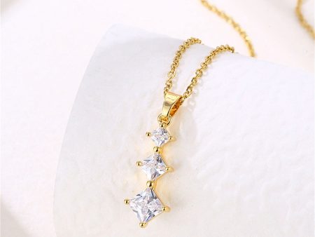 Princess-Cut Crystal & 18K Gold-Plated Pendant Necklace Online now