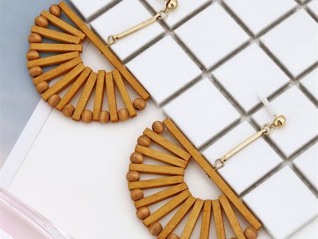 Wood & 18K Gold-Plated Half-Circle Beaded Drop Earrings Online now