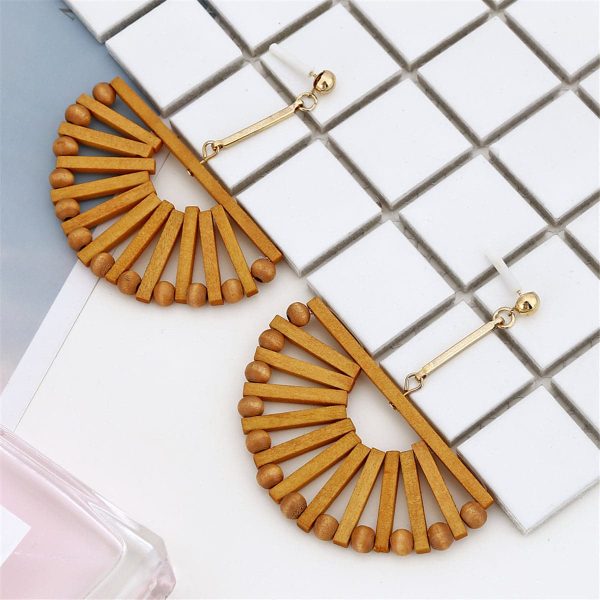 Wood & 18K Gold-Plated Half-Circle Beaded Drop Earrings Online now