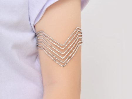 Silver-Plated Open Chevron Arm Cuff Online Sale