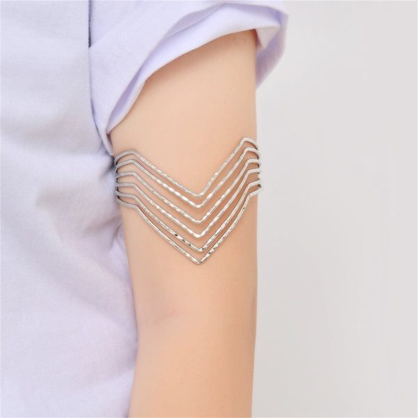 Silver-Plated Open Chevron Arm Cuff Online Sale