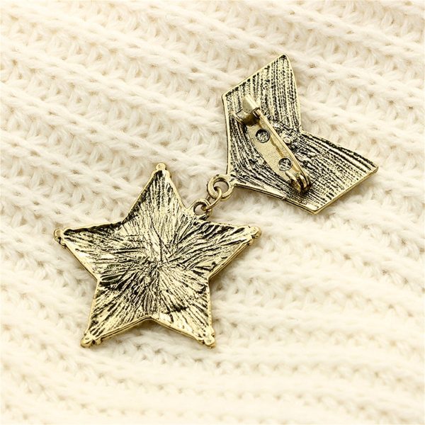 18K Gold-Plated Lady Liberty Star Chevron Drop Brooch Online Sale