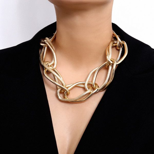 18K Gold-Plated Chunky Double Wavy Cable Chain Necklace Hot on Sale