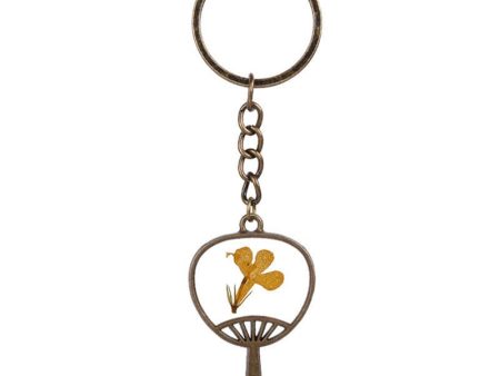 Yellow Peach Blossom & 18K Gold-Plated Fan Keychain Sale