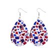 White & Blue Polystyrene Patriotic Teardrop Drop Earrings Hot on Sale