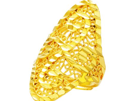 18K Gold-Plated Filigree Adjustable Bypass Ring Online now