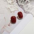 Wine Resin & 18K Gold-Plated Copper Rectangular Stud Earrings on Sale