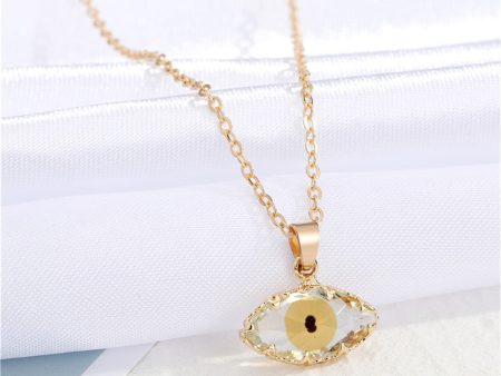 Yellow Crystal & 18K Gold-Plated Evil Eye Pendant Necklace For Sale