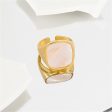 Shell & 18K Gold-Plated Square Open Ring Fashion