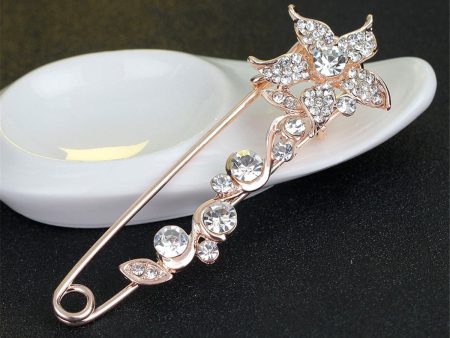 Cubic Zirconia & 18K Gold-Plated Flower Pin Brooch Online Sale