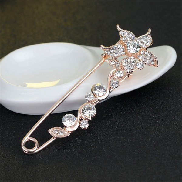 Cubic Zirconia & 18K Gold-Plated Flower Pin Brooch Online Sale