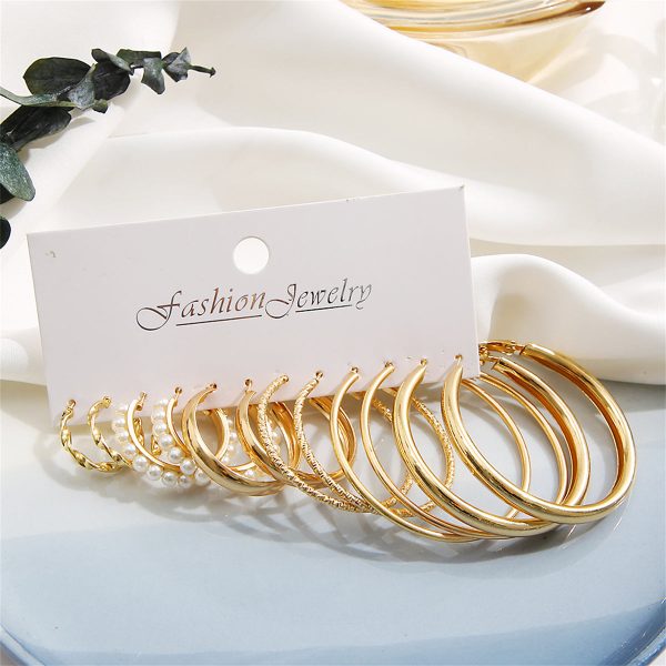 Pearl & 18K Gold-Plated Twisted Hoop Earrings Set Online