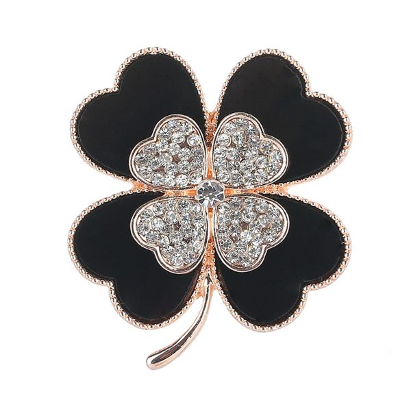 Black & Cubic Zirconia Clover Brooch Online