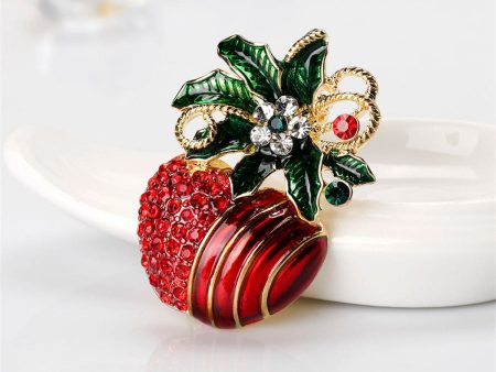 Cubic Zirconia & 18K Gold-Plated Botany Apple Brooch Online