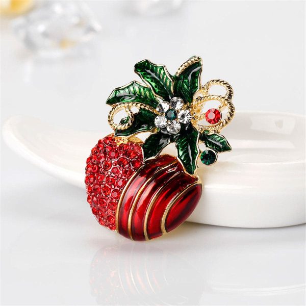 Cubic Zirconia & 18K Gold-Plated Botany Apple Brooch Online