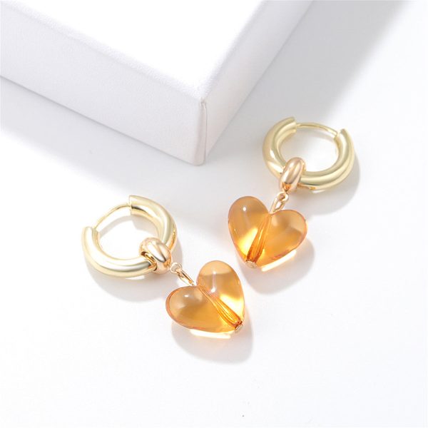 Yellow Crystal & 18K Gold-Plated Heart Huggie Earrings Online Sale