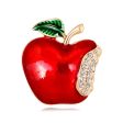 Cubic Zirconia & 18K Gold-Plated Bitten Apple Brooch Cheap