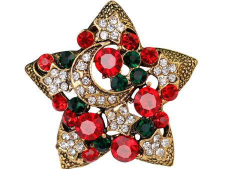 Cubic Zirconia & 18K Gold-Plated Celestial Brooch Fashion