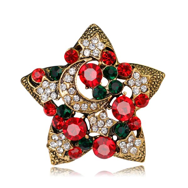 Cubic Zirconia & 18K Gold-Plated Celestial Brooch Fashion