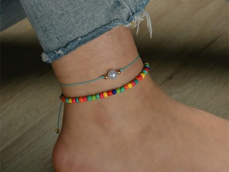 Red Multicolor Howlite Stretch Anklet Set Hot on Sale