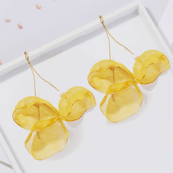 Yellow Polyster & 18K Gold-Plated Three-Petal Drop Earrings on Sale