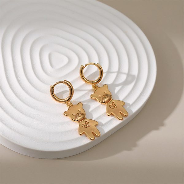 18K Gold-Plated Bear Huggie Earrings Online now