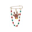 Brown Enamel & Acrylic 18K Gold-Plated Reindeer Chain Pin Brooch For Discount