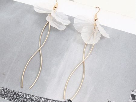 White Acrylic & 18K Gold-Plated Petals Tassel Drop Earrings For Cheap