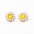 Yellow & White Resin Sunflower Stud Earrings on Sale