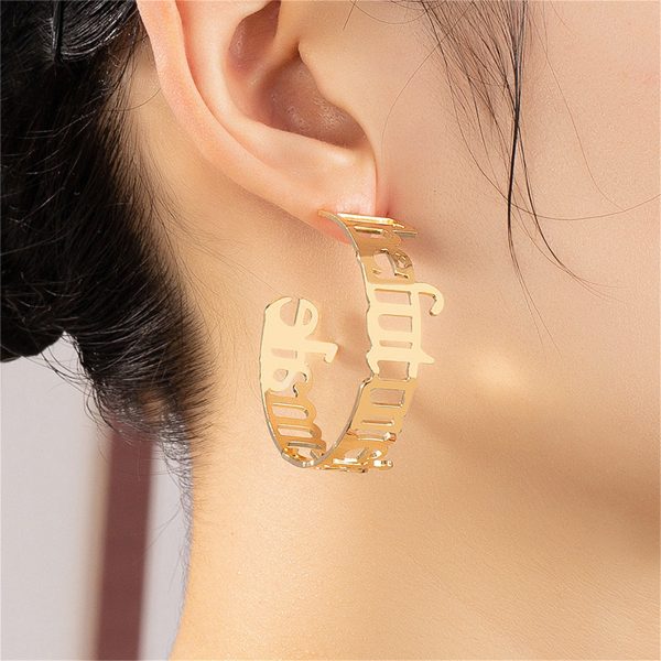 18K Gold-Plated  The Future Female  Open-Hoop Drop Earrings For Cheap