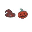 Enamel & Rhodium Plated Pumpkin Witch Hat Badge Set Online Sale