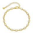 White Pearl & 18K Gold-Plated Oval Station Anklet For Sale