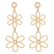 White Turquoise & 18K Gold-Plated Open Flowers Drop Earrings Sale