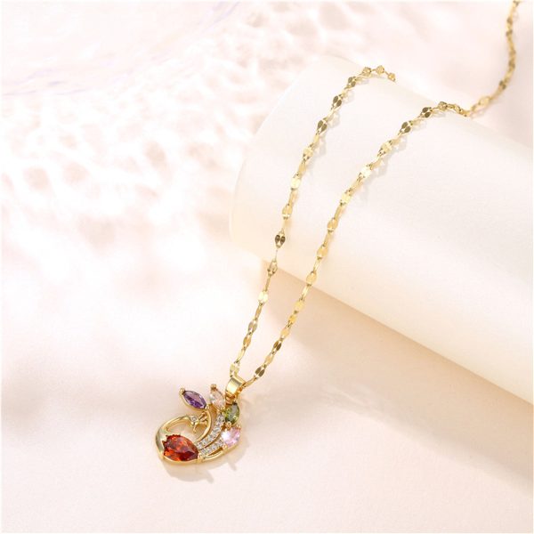 Red Crystal & Clear Cubic Zirconia Phoenix Pendant Necklace Online Hot Sale