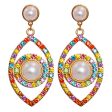 Yellow Cubic Zirconia & Pearl 18K Gold-Plated Open Eye Drop Earrings For Cheap