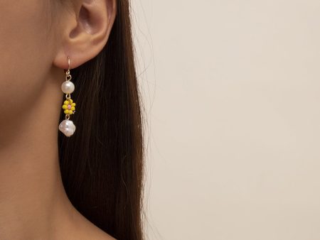 Yellow Howlite & Pearl 18K Gold-Plated Drop Earrings Hot on Sale