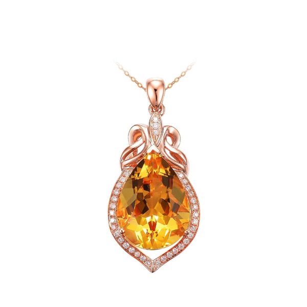 Yellow Crystal & Cubic Zirconia 18K Rose Gold-Plated Teardrop Pendant Necklace Cheap