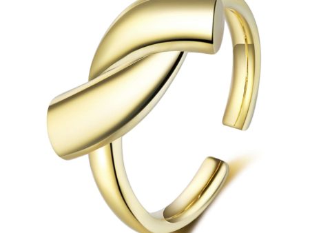 18K Gold-Plated Twisted Smooth Geometric Bypass Ring For Cheap