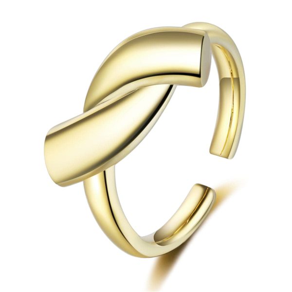 18K Gold-Plated Twisted Smooth Geometric Bypass Ring For Cheap