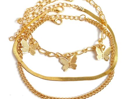 18K Gold-Plated Butterfly Charm Bracelet Set Cheap