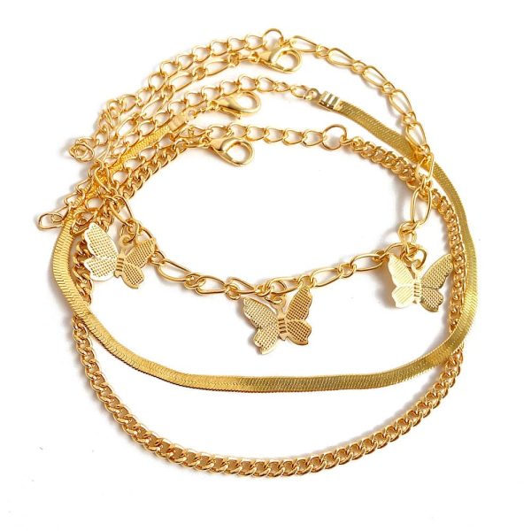 18K Gold-Plated Butterfly Charm Bracelet Set Cheap