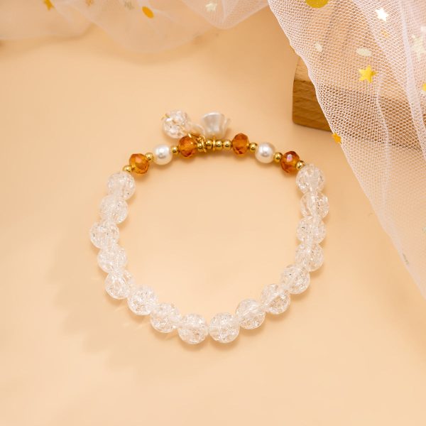 Yellow Acrylic & Pearl 18K Gold-Plated Flower Beaded Stretch Bracelet Online now