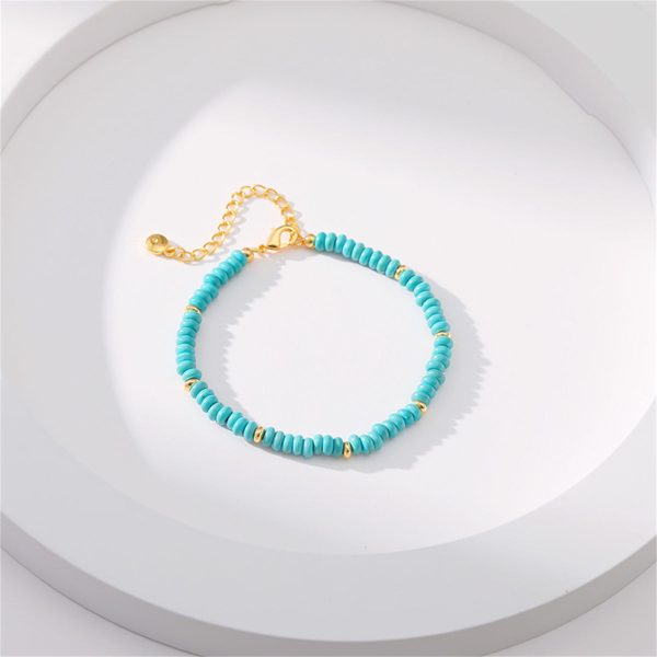 Turquoise & 18K Gold-Plated Beaded Bracelet Online now