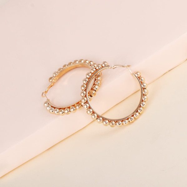 18K Gold-Plated Bead Hoop Earrings Online Sale