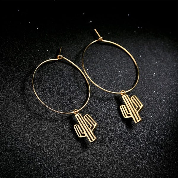 18K Gold-Plated Cactus Hoop Earrings For Discount