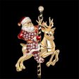 Cubic Zirconia & 18K Gold-Plated Santa Claus & Reindeer Brooch Discount